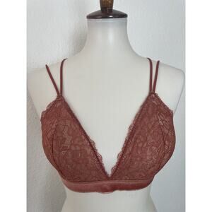 B. Tempt'd Lingerie Bralette Lace Velvet Gold Trim Strappy